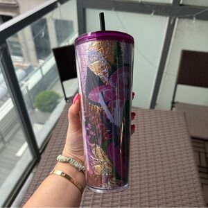 Starbucks 2022 Mushroom Foil Berry Woodland Purple Venti Cold Cup Tumbler 24 oz